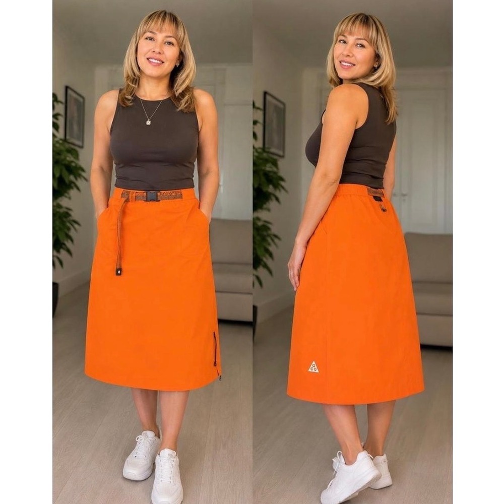 Nike ACG Skirt Medium Tall Orange NEW Storm-FIT ADV Technical Utility Zip Front